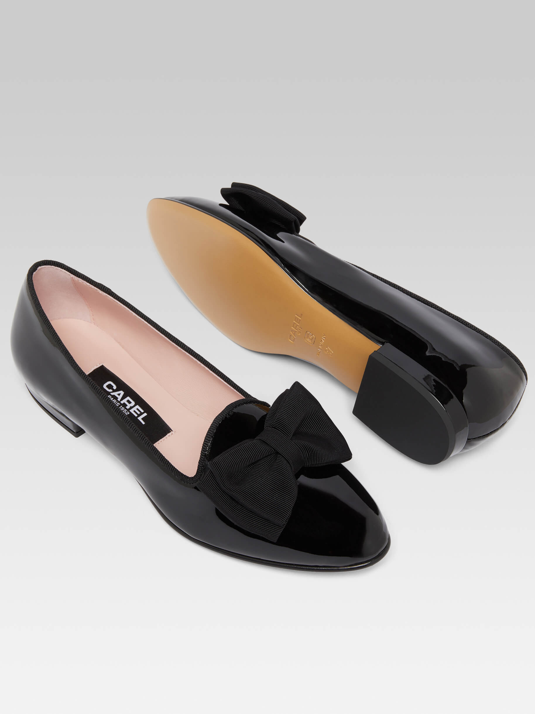 Marquis - Ballerines à noeud cuir verni noir - Image numéro 6