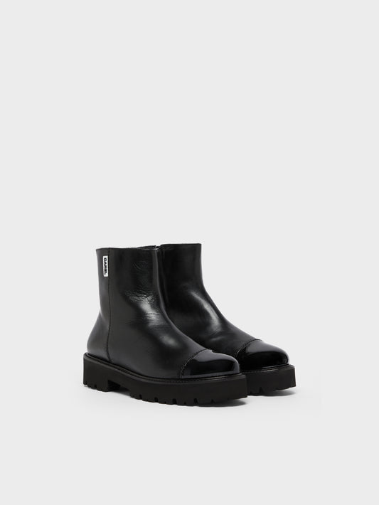 Chouchou - Black leather and patent leather ankle boots - Image number 2