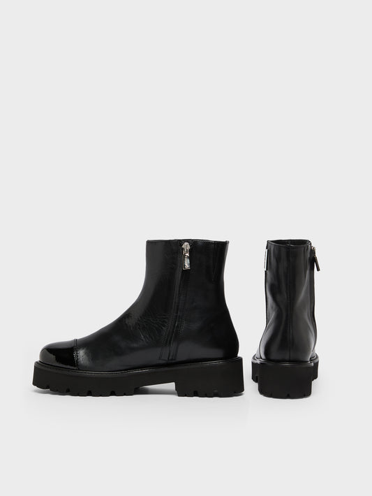 Chouchou - Black leather and patent leather ankle boots - Image number 3