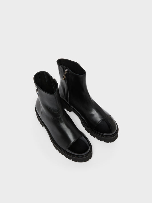 Chouchou - Black leather and patent leather ankle boots - Image number 4