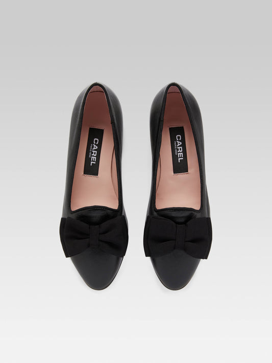 Marquis - Ballerines à noeud cuir noir - Image numéro 5