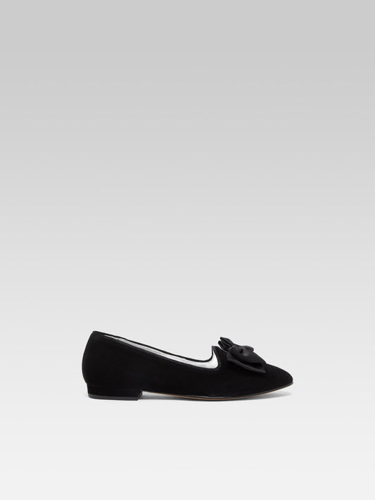 Marquis - Ballerines à noeud cuir velours noir