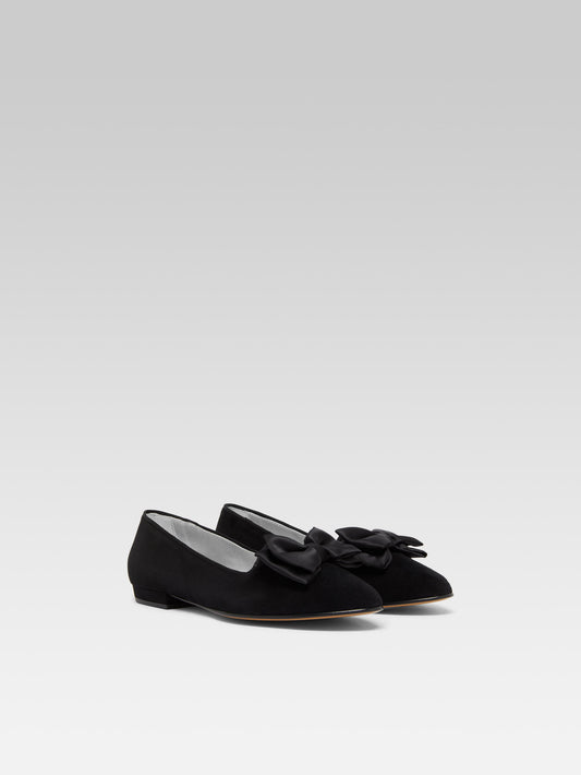 Marquis - Ballerines à noeud cuir velours noir - Image numéro 5