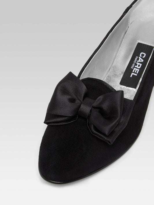 Marquis - Ballerines à noeud cuir velours noir - Image numéro 2