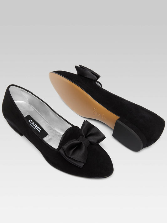 Marquis - Ballerines à noeud cuir velours noir - Image numéro 4