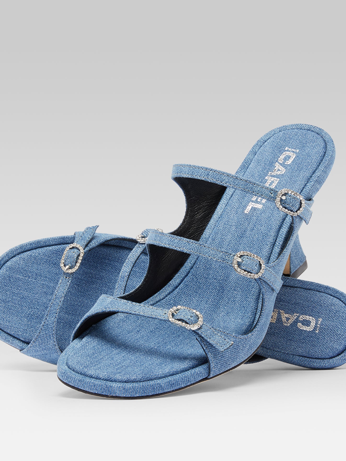Kitty - Mules tissu jean bleu