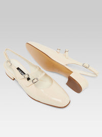 Peche - Nude patent leather slingback Mary Janes