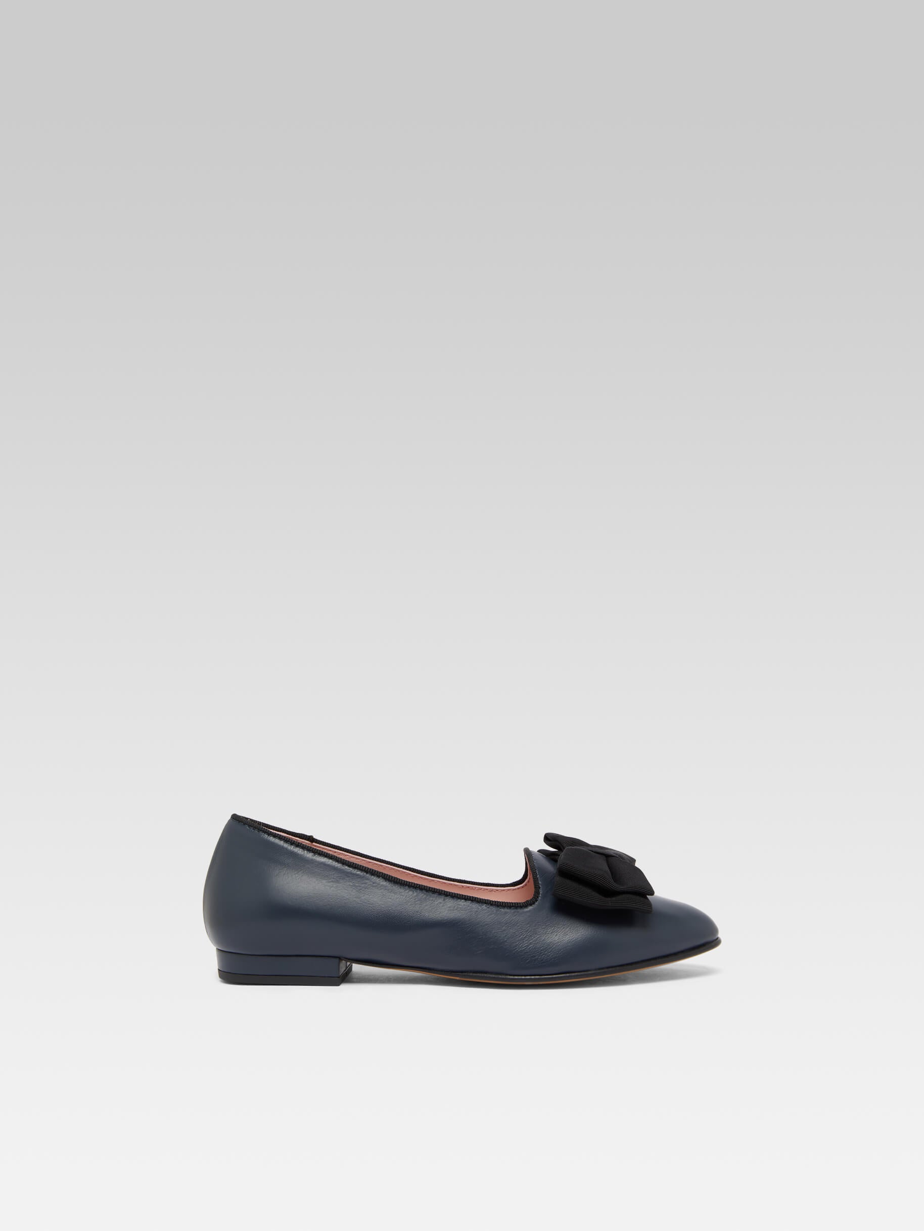 Marquis - Ballerines à noeud cuir bleu marine - Image numéro 1
