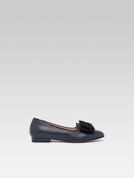 carel Marquis - Ballerines à noeud cuir bleu marine