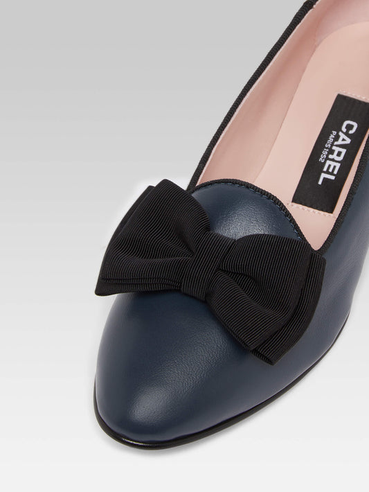 Marquis - Ballerines à noeud cuir bleu marine - Image numéro 2