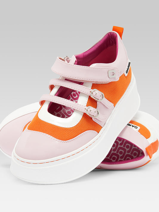 Baskina - Pink, orange and ivory patent eco sneakers - Image number 2