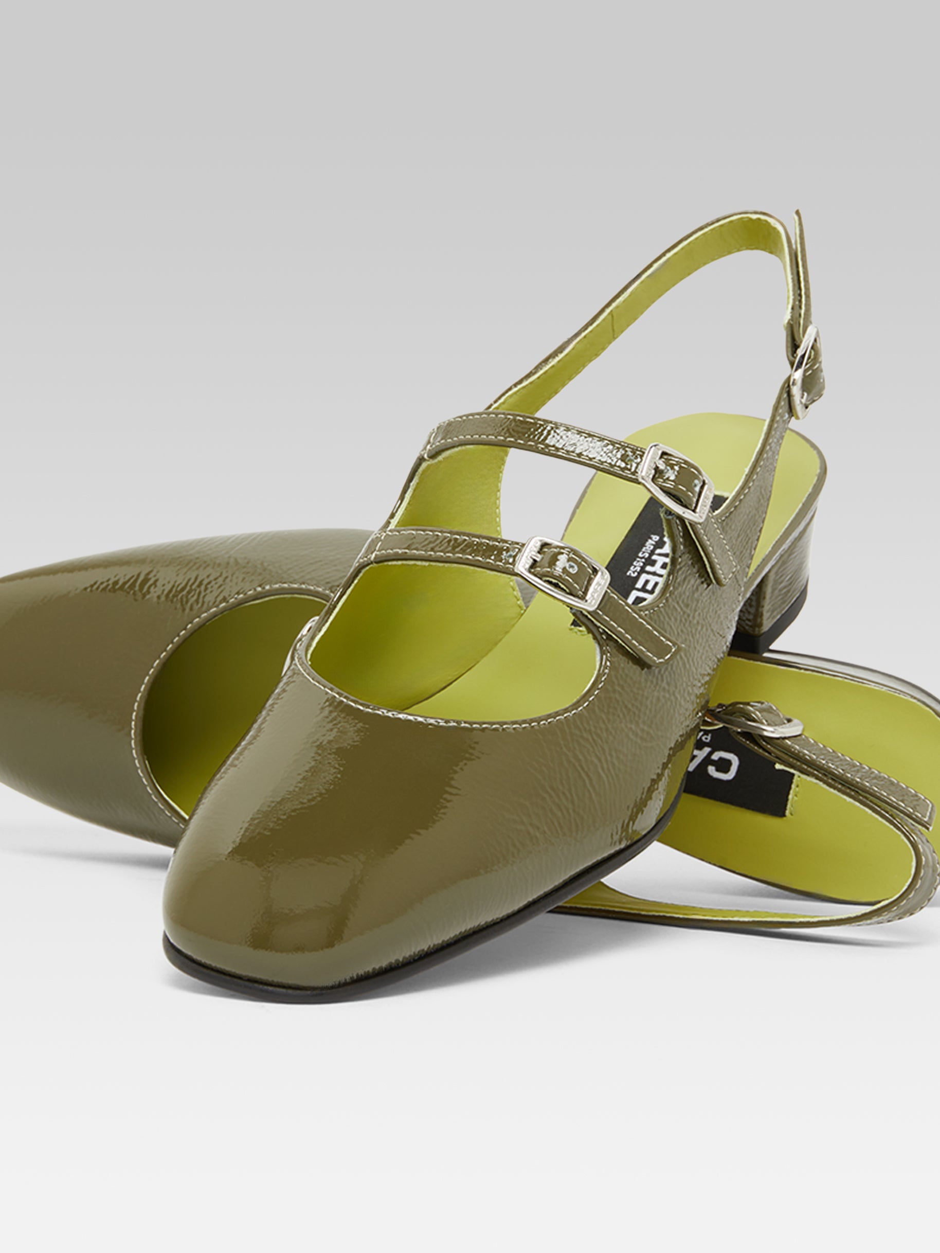 Peche - Babies slingback cuir naplack kaki - Image numéro 2