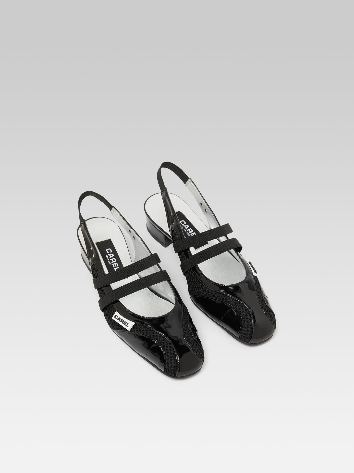 Peachy - Babies slingback mesh et éco-verni noir