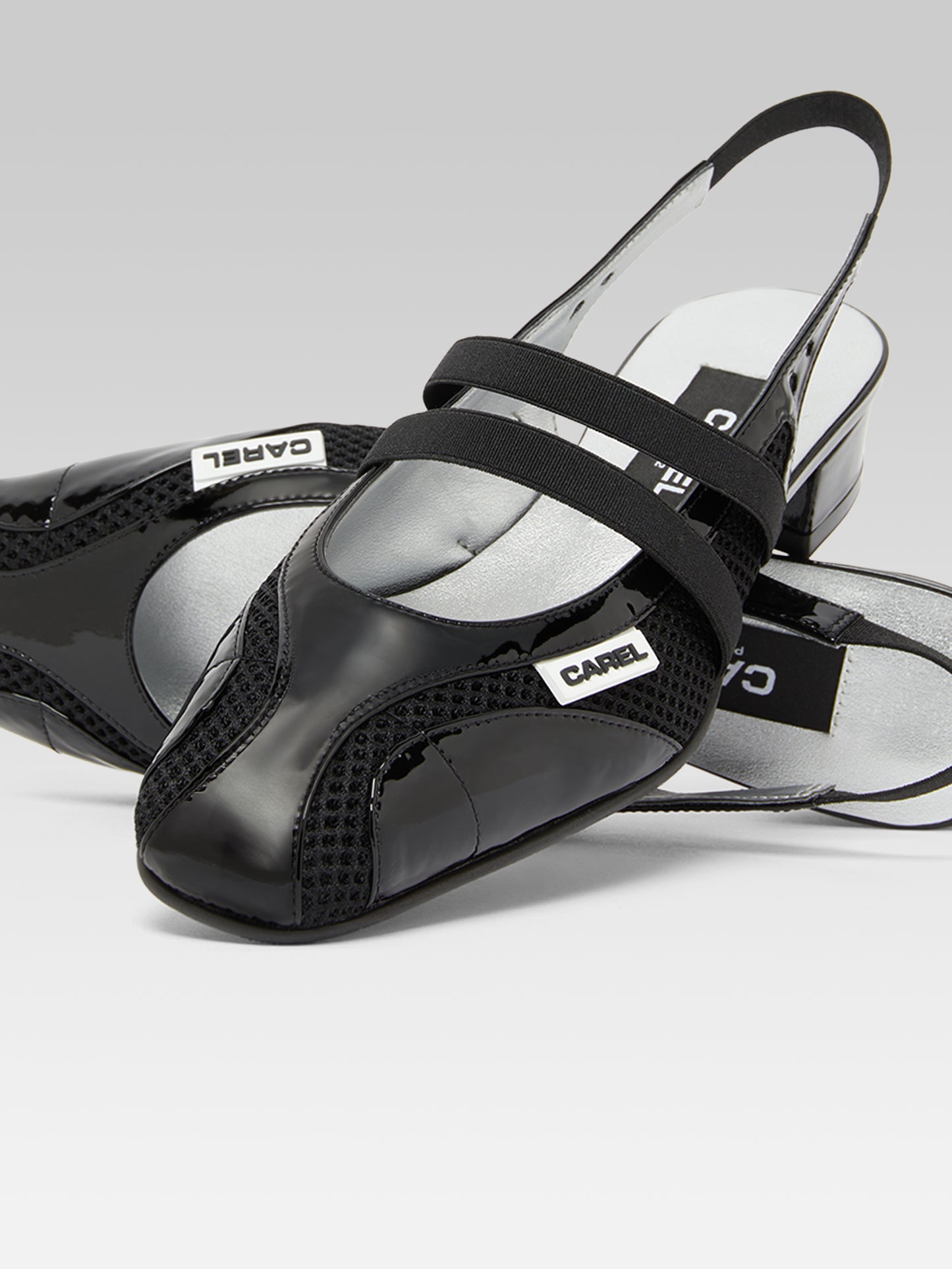 Peachy - Babies slingback mesh et éco-verni noir