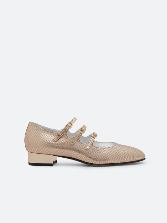 Ariana - Platinum embossed leather Mary Janes ballet flats