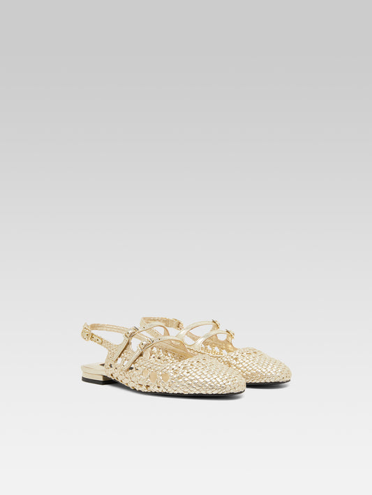 Melon - Babies slingback cuir tressé platine - Image numéro 4