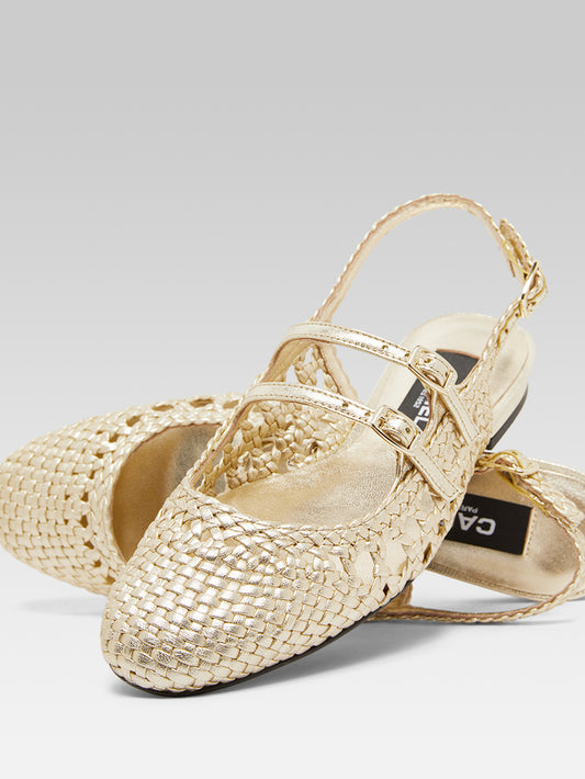 Melon - Babies slingback cuir tressé platine - Image numéro 2