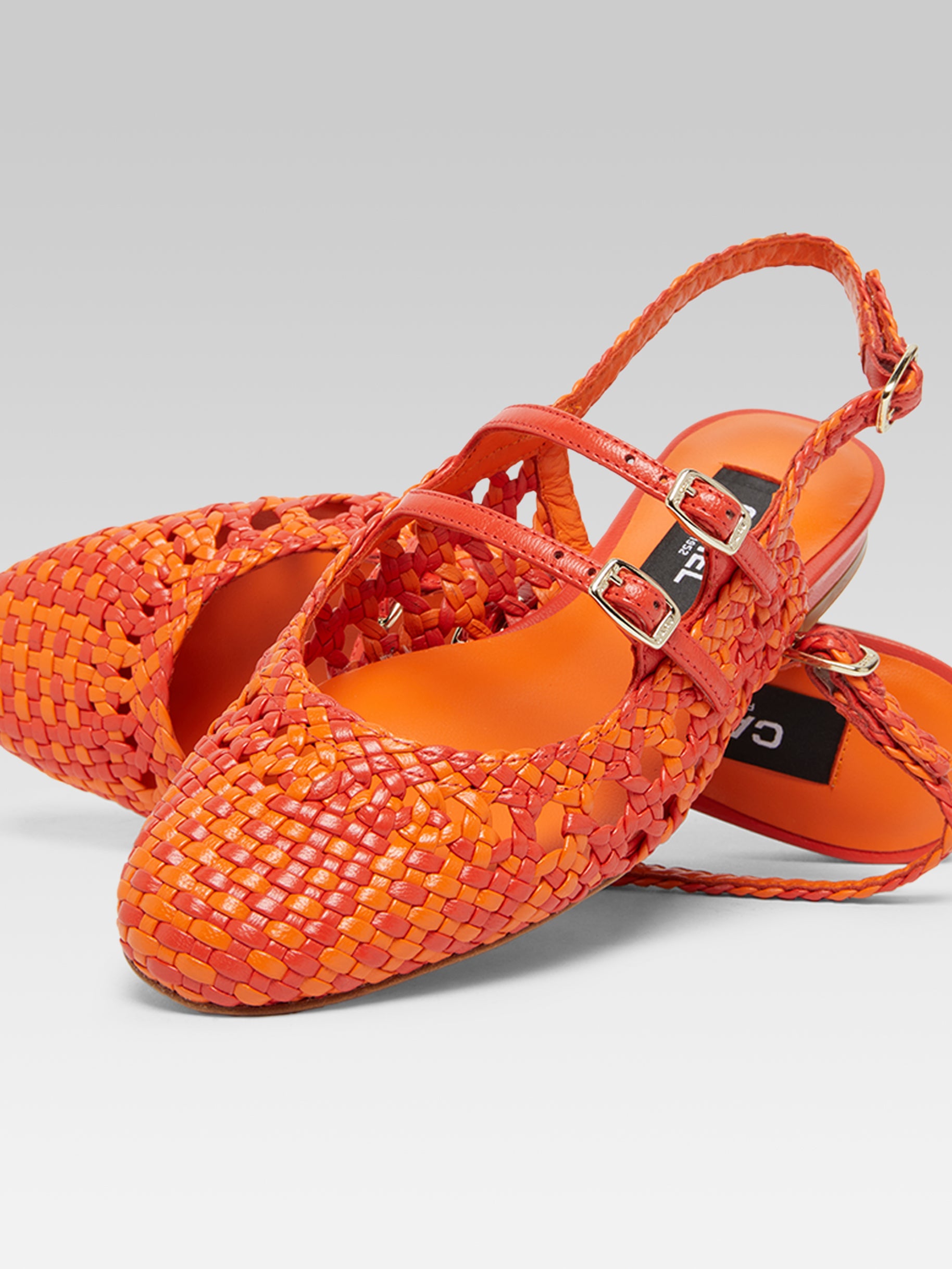 Melon - Babies slingback cuir tressé bi orange - Image numéro 2