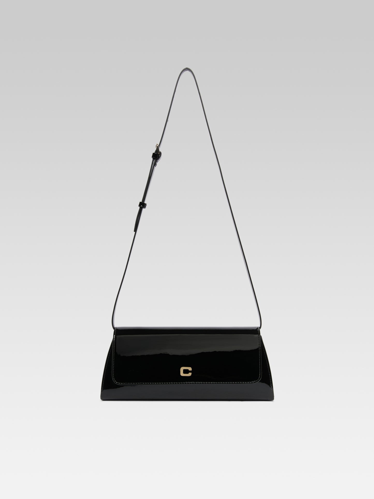 Madeleine - Sac épaule cuir verni noir