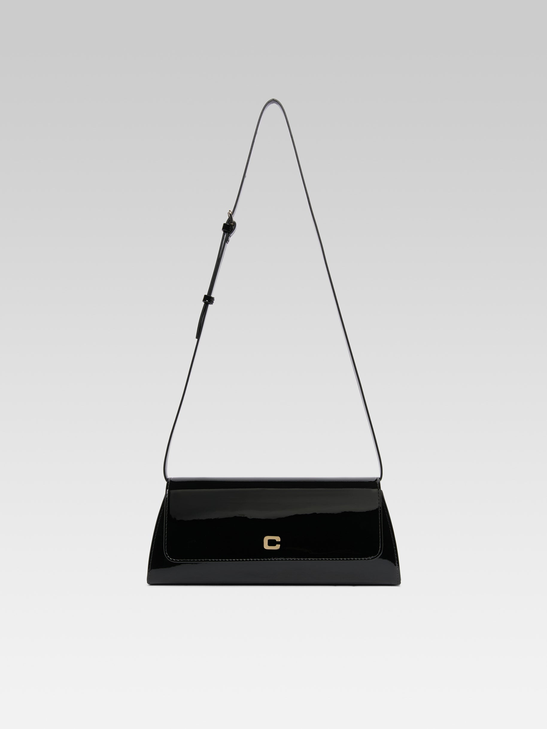 Madeleine - Sac épaule cuir verni noir - Image numéro 1