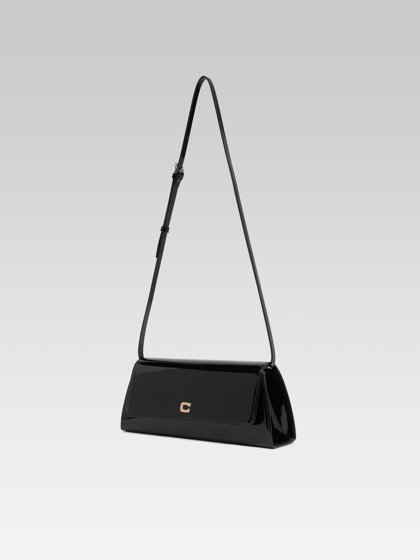 Madeleine - Sac épaule cuir verni noir