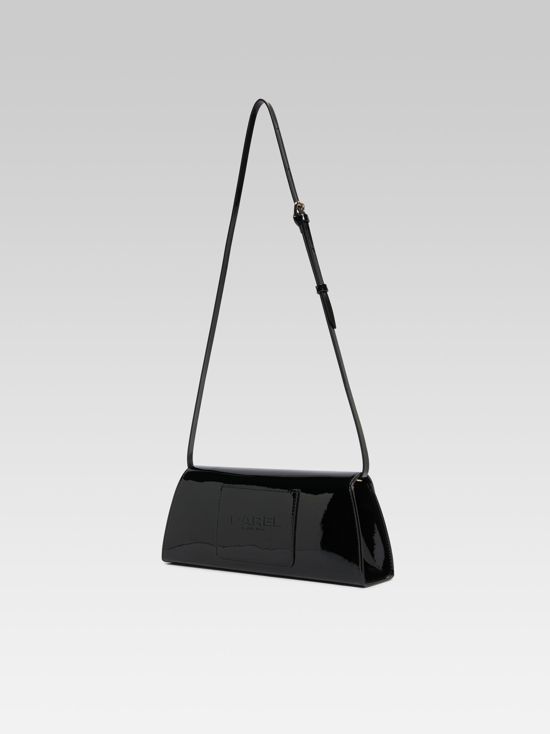 Madeleine - Sac épaule cuir verni noir - Image numéro 5