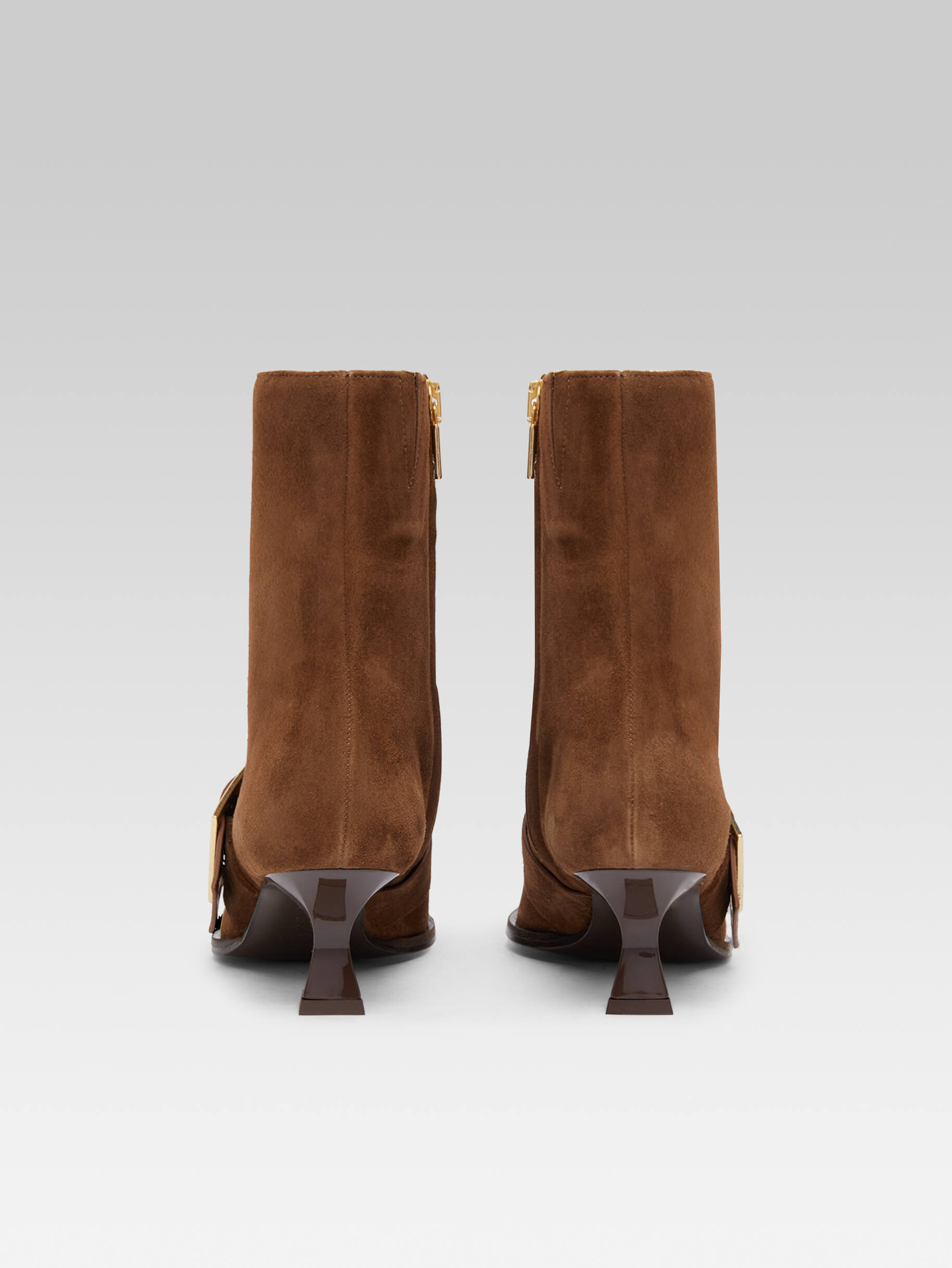 Arizona Camel suede leather ankle boots with strap