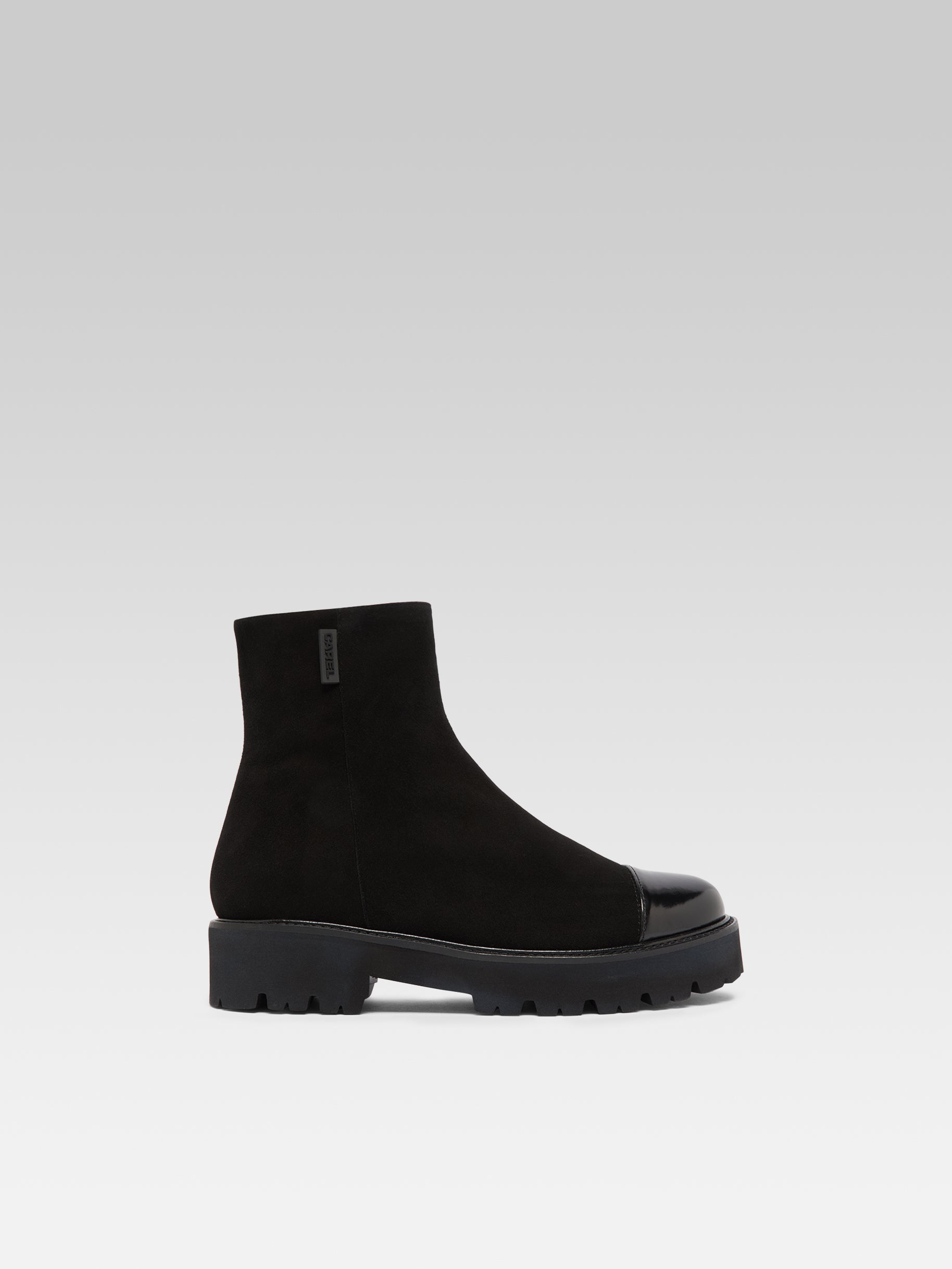 Chouchou - Black suede and glossy leather ankle boots - Image number 1