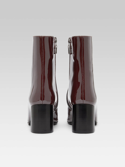 Esprit - Dark burgundy and black patent leather ankle boots - Image number 4