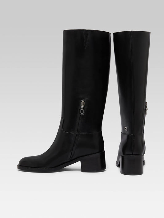 Brighton - Black leather riding boots - Image number 4