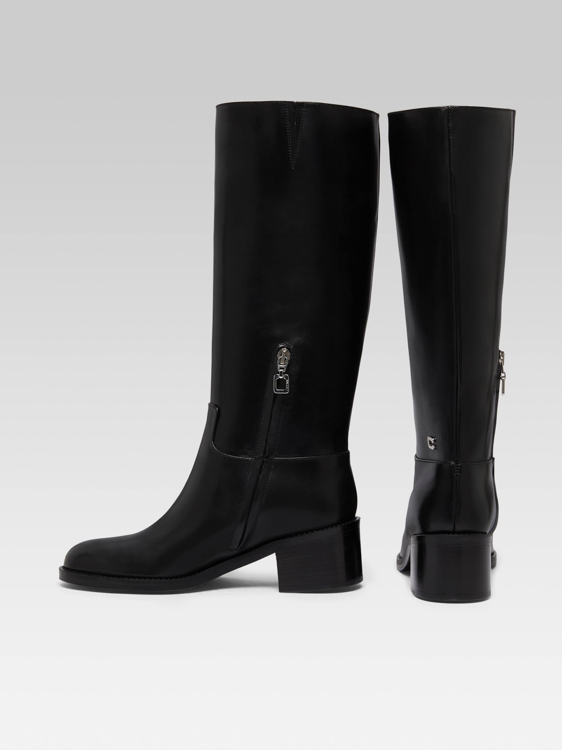 Brighton - Bottes cavalière cuir noir - Image numéro 4