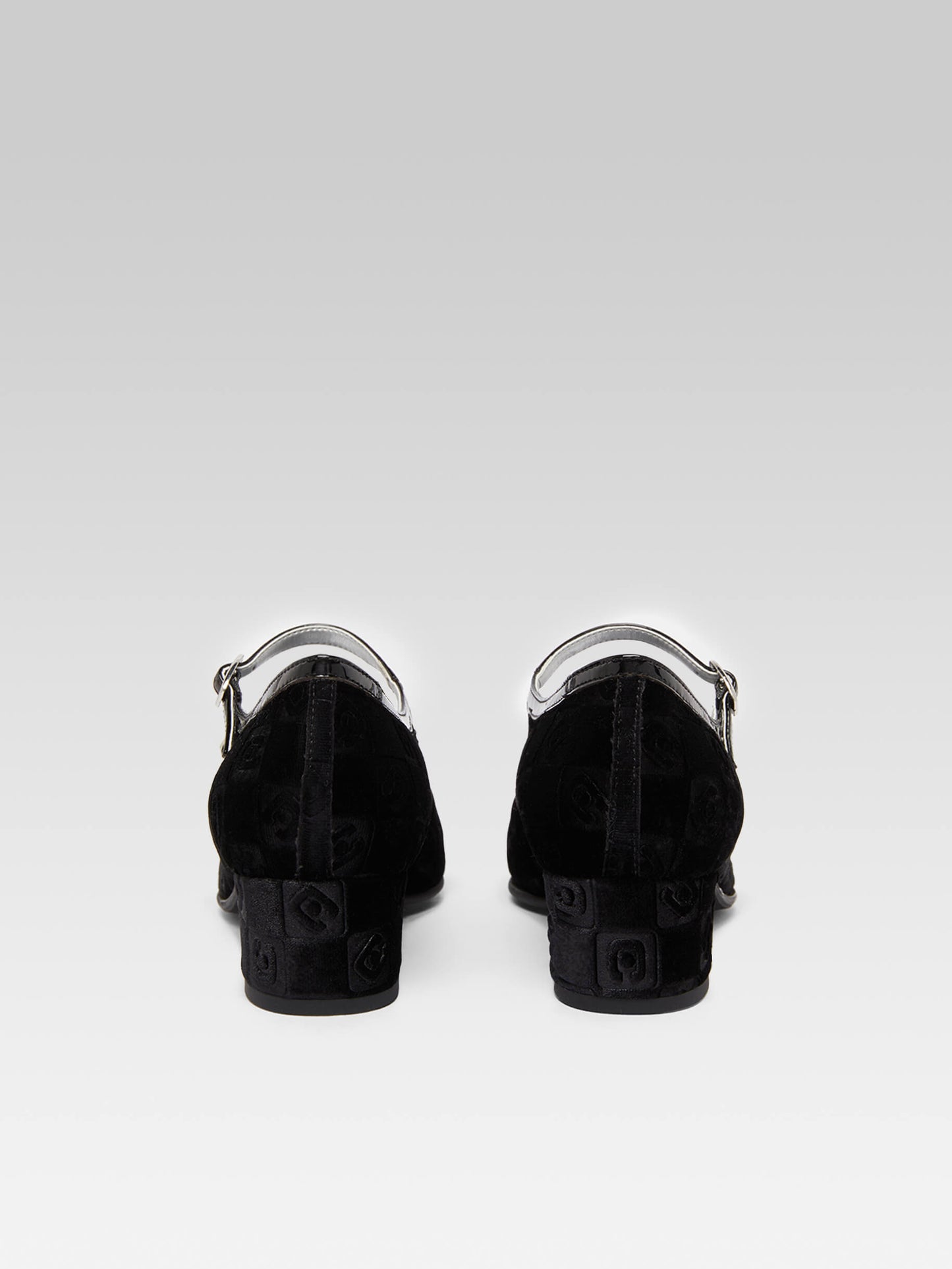 Bleuet - Black embossed velvet Mary Janes pumps