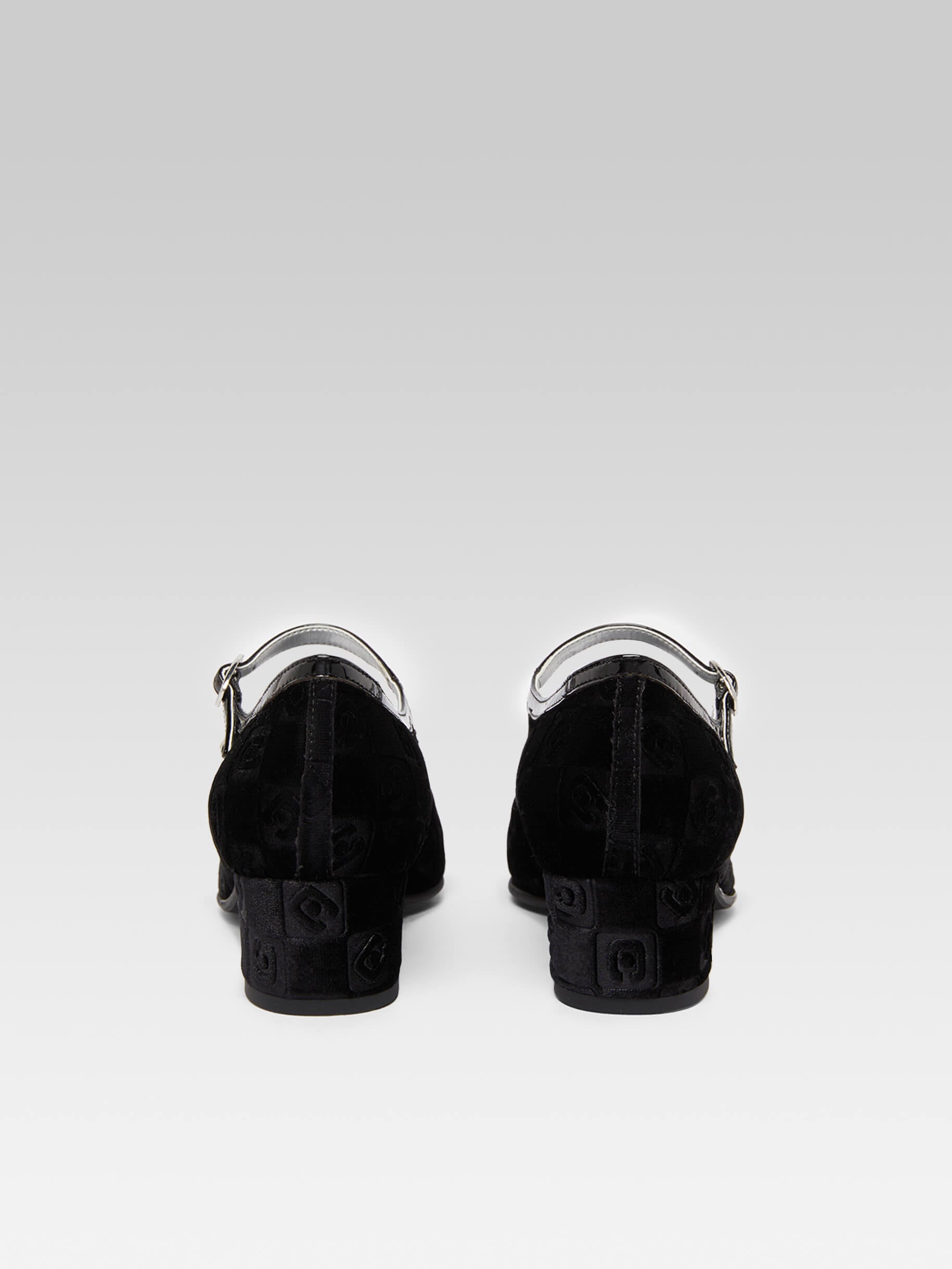 Bleuet - Black embossed velvet Mary Janes pumps - Image number 5