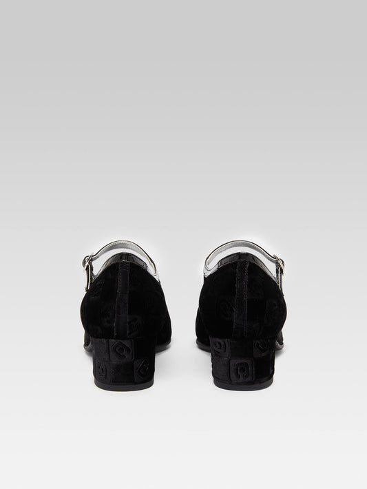 Bleuet - Black embossed velvet Mary Janes pumps - Image number 5