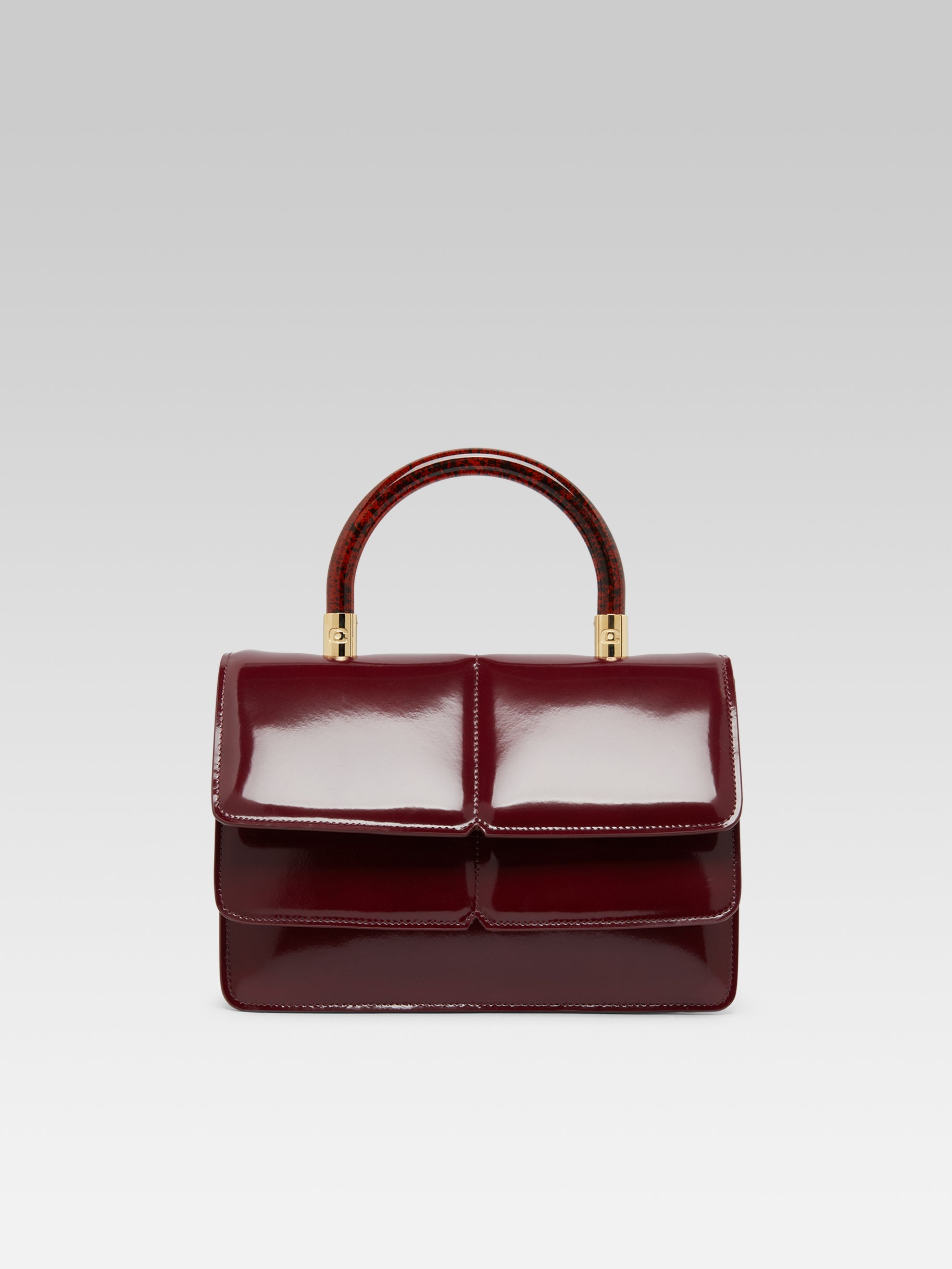 Georges - Burgundy glossy leather handbag - Image number 1