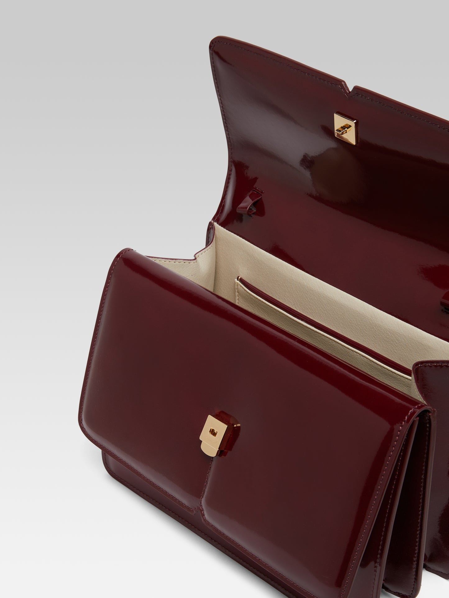 Georges - Burgundy glossy leather handbag