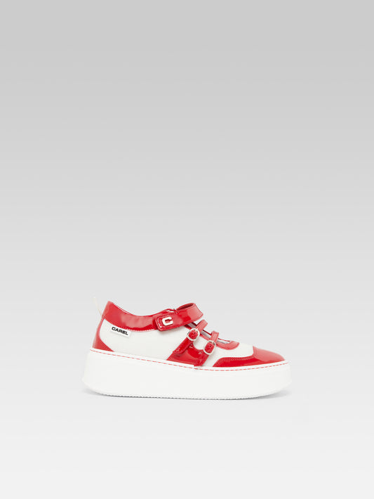 Baskina - Red and white patent eco sneakers