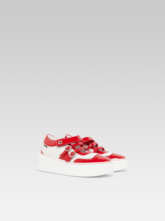 Baskina - Red and white patent eco sneakers - Image number 4