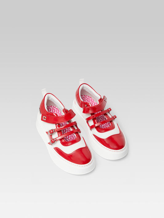 Baskina - Red and white patent eco sneakers - Image number 3