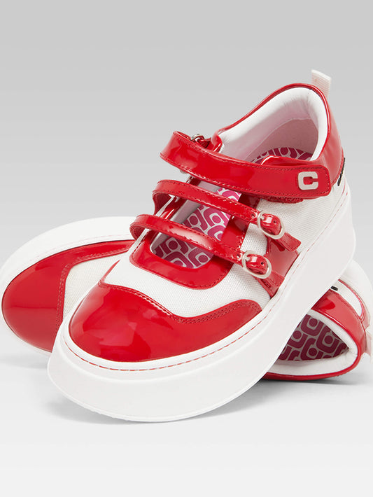 Baskina - Red and white patent eco sneakers - Image number 2