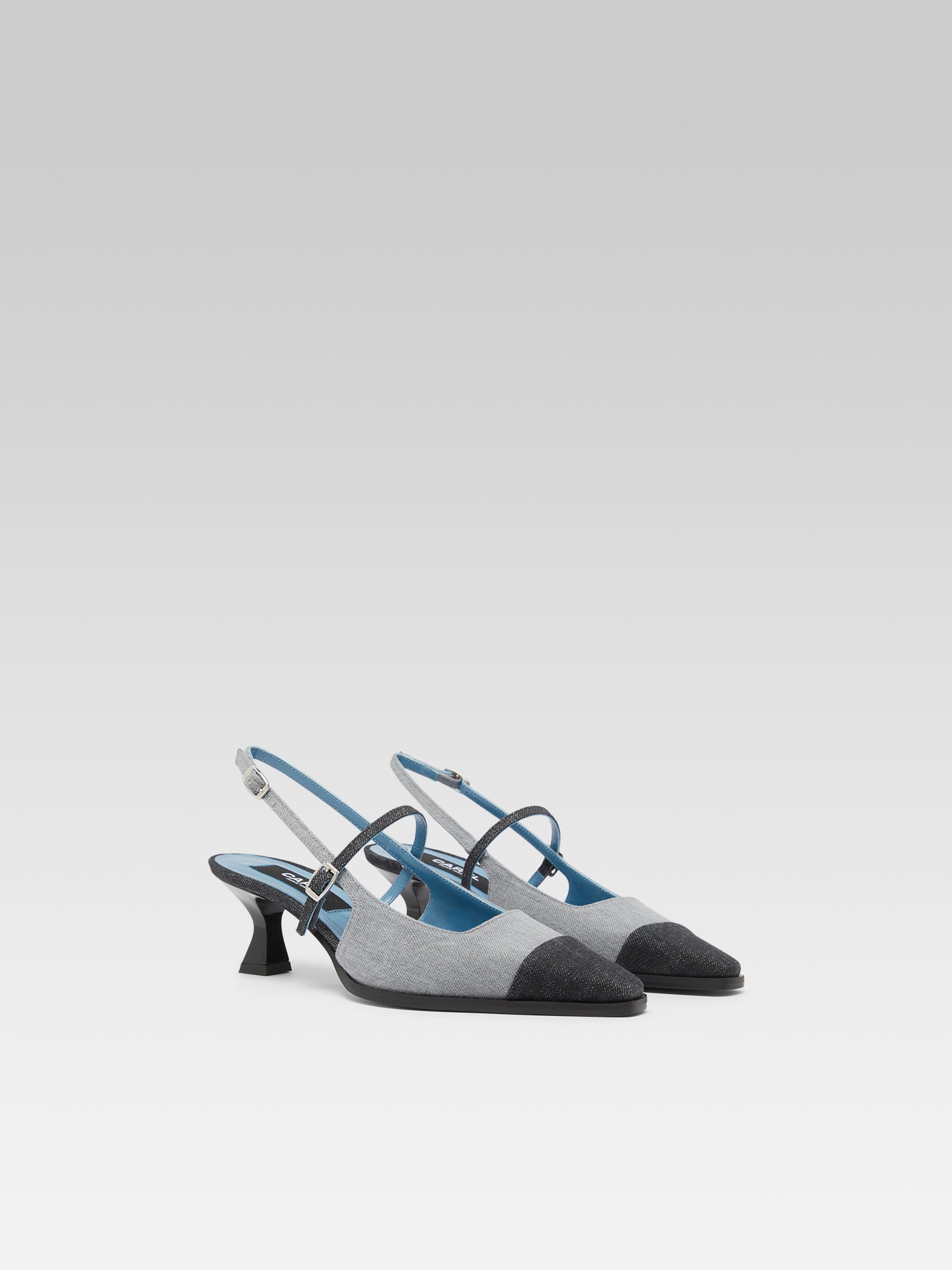 Cecile - Two-tone gray fabric slingback pumps - Image number 4