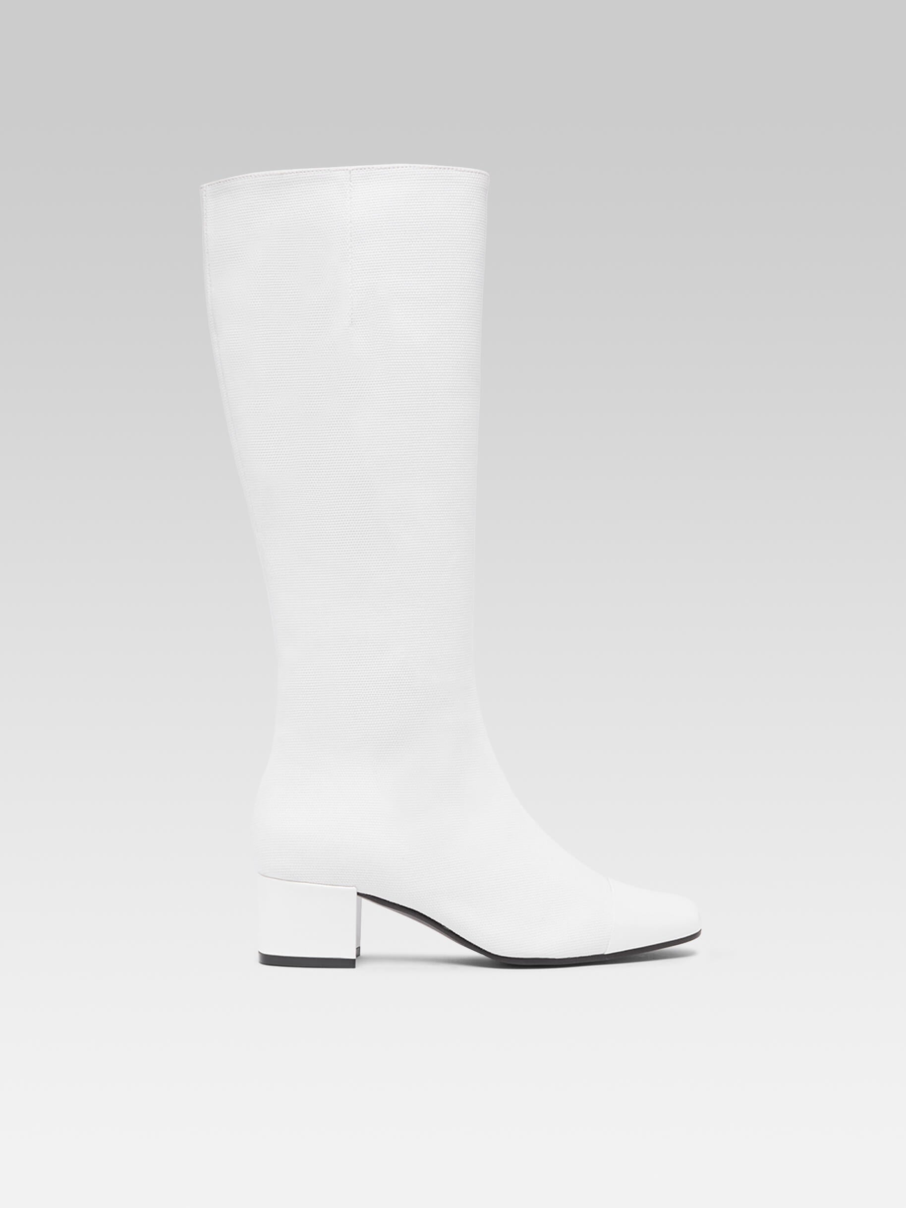 Malaga - Bottes tissu et cuir verni blanc - Image numéro 1