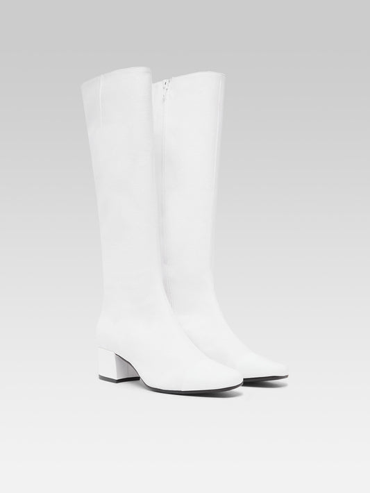 Malaga - White fabric and patent leather boots - Image number 2