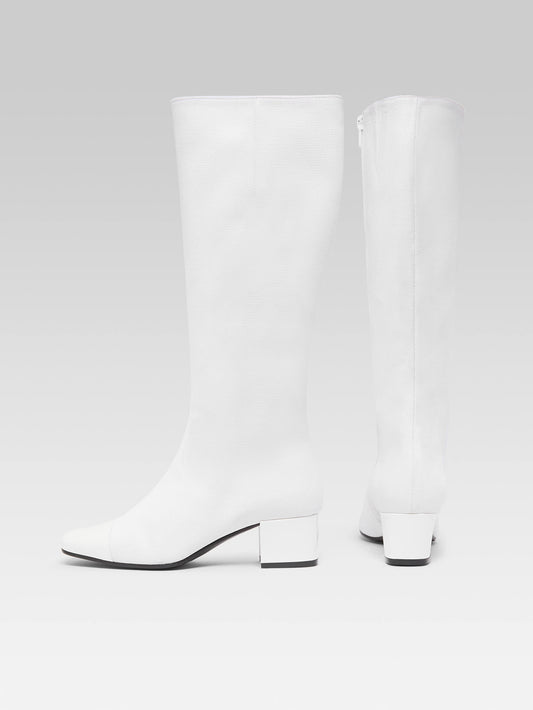 Malaga - White fabric and patent leather boots - Image number 4