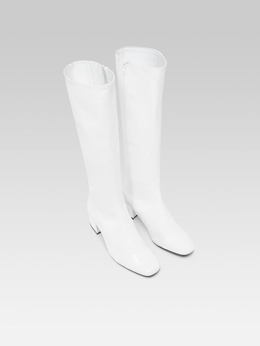 Malaga - White fabric and patent leather boots - Image number 5