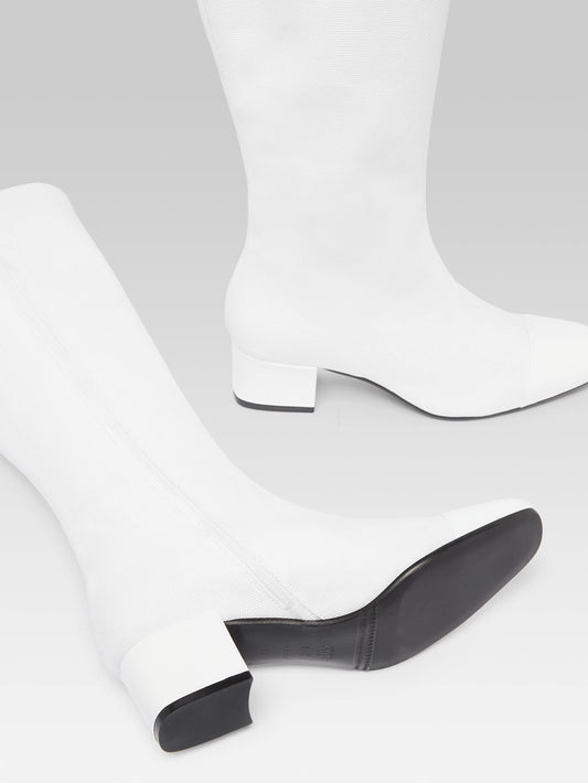 Malaga - White fabric and patent leather boots - Image number 7