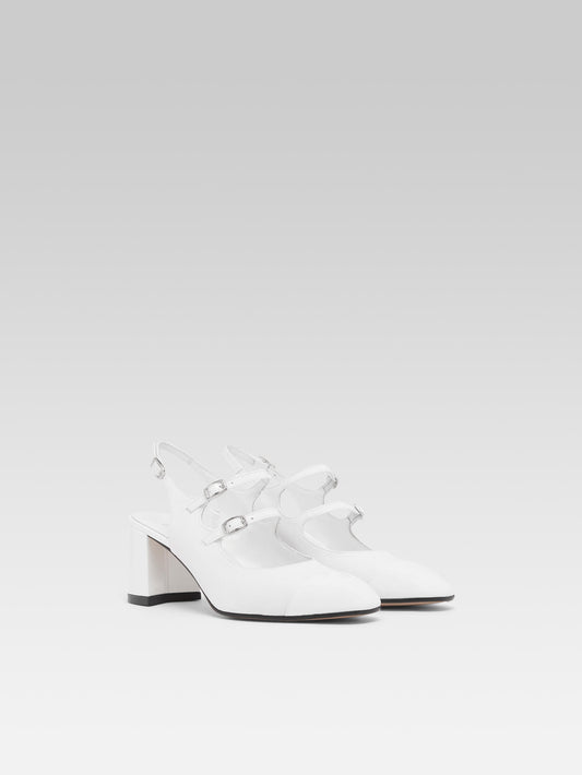 Papaya - White fabric and patent leather slingback Mary Janes

 - Image number 4