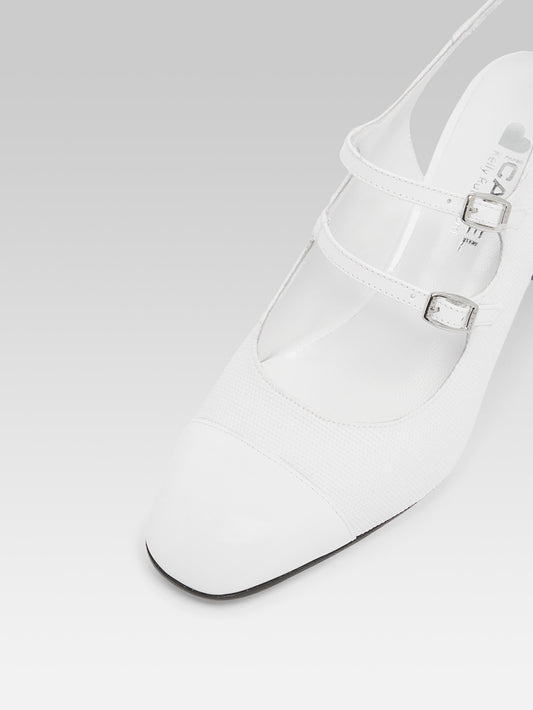 Papaya - White fabric and patent leather slingback Mary Janes

 - Image number 5