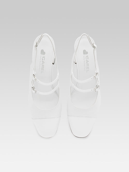 Papaya - White fabric and patent leather slingback Mary Janes

 - Image number 2