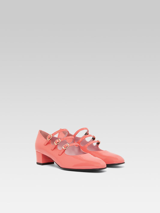 Kina - Escarpins babies cuir verni corail upcyclé - Image numéro 4